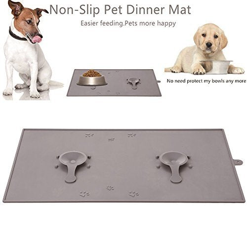 Dog Cat Food Mat With Non Skid Design-Best For Containing Spills Pet Feeding  Mat