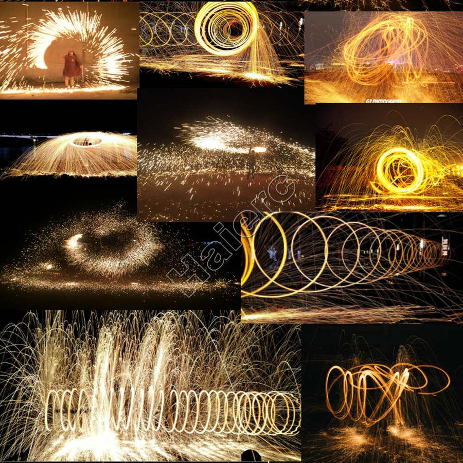 Campfire Photography Prop Steel Wool Fireworks for Light Painting Graffiti Party