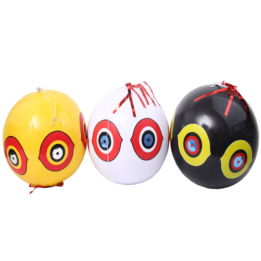 HICI Scarer Eye Bird Balloon, Pegion & Sparrow Deterrnet, Pack of 3 (1Yellow+1Black+1White)
