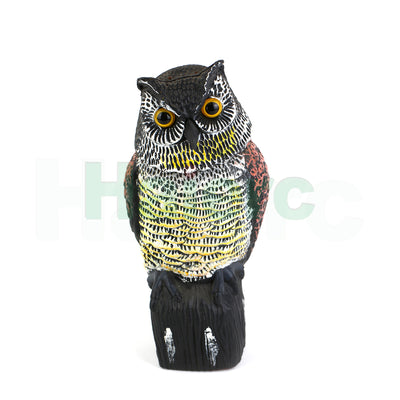 Owl Decoys to Scare Birds Away with Rotating Head,Natural Enemy Bird Deterrent Realistic Eyes & Waterproof Shape Fake Owl Scarecrow Bird Control