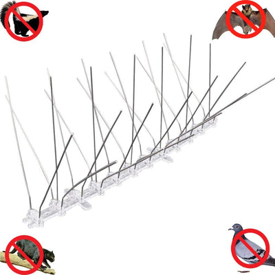 Stainless Bird Spikes,7" Width, 5 Rows UV Treatment PC Base With SUS304 7" Anti Pigeon Pest Control Bat control, Cat control