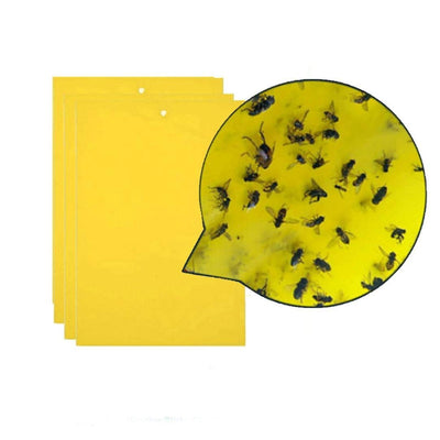 10 Count Dual Yellow Sticky Traps 9 X 7 Inch Set For Flying Plant Insect Like Fungus Gnats, Aphids, Whiteflies, Leafminers -Included 10pcs Twist Ties
