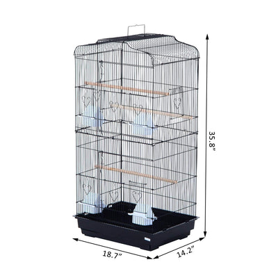 HICI 36” Metal Indoor Bird Cage Starter Kit With Tray and Accessories